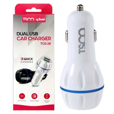 شارژر فندکی فست شارژ TSCO TCG 28 QC3 + کابل میکرو یو اس بی